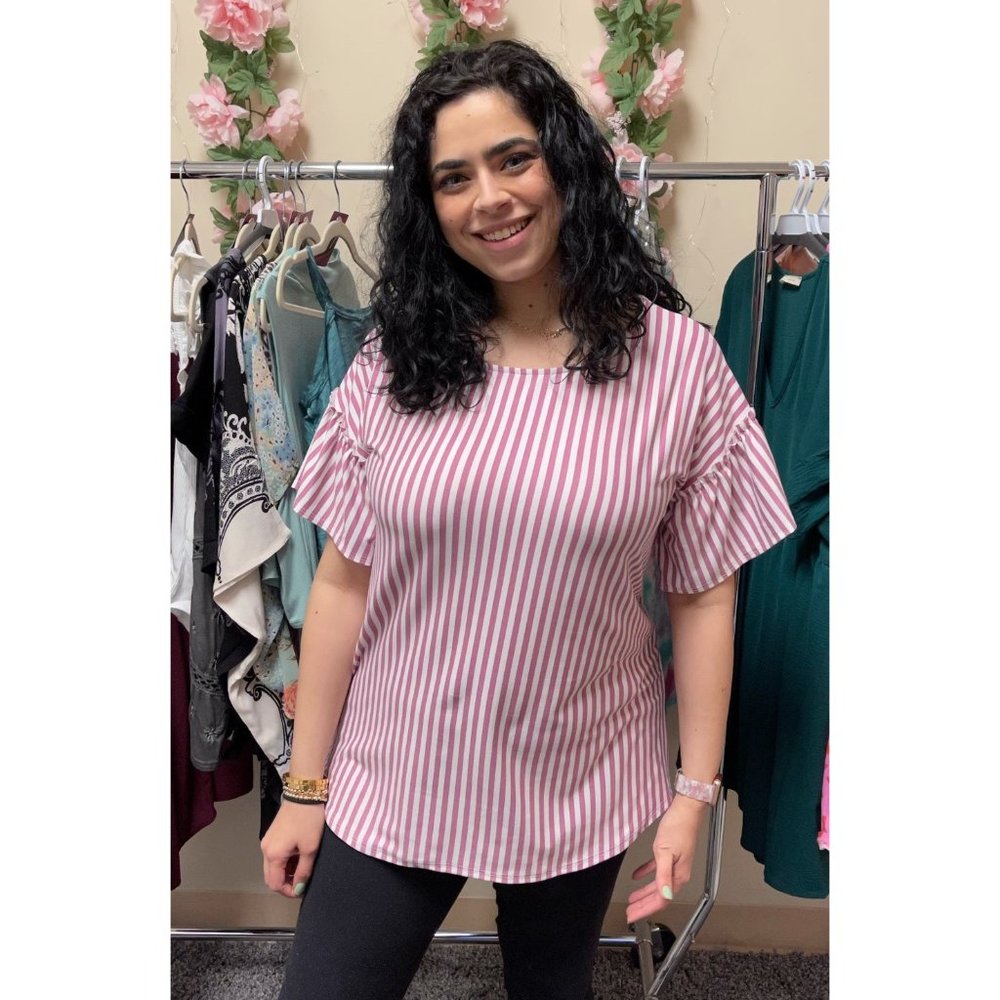 Sew in Love Lavender Stripe Ruffle Top - Picture 3 of 4